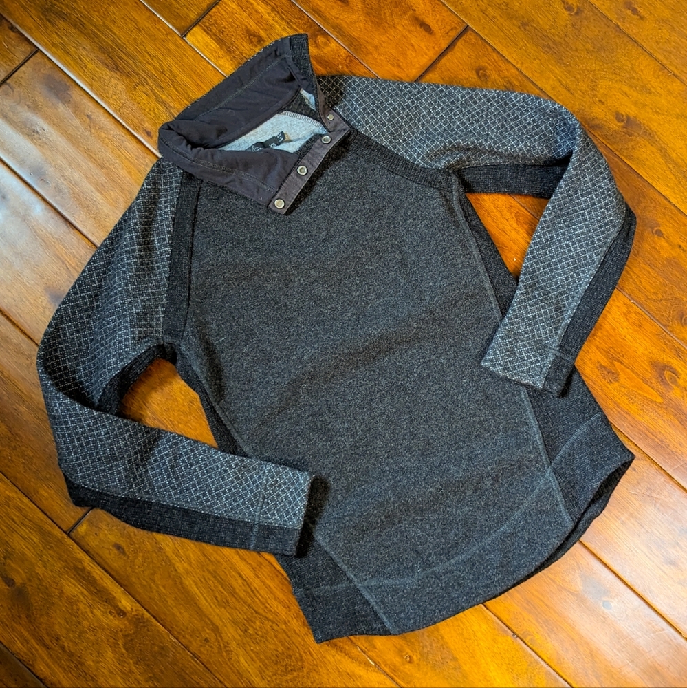 PrAna Women's Brandie Sweater Charcoal Grey Heather Wool Blend